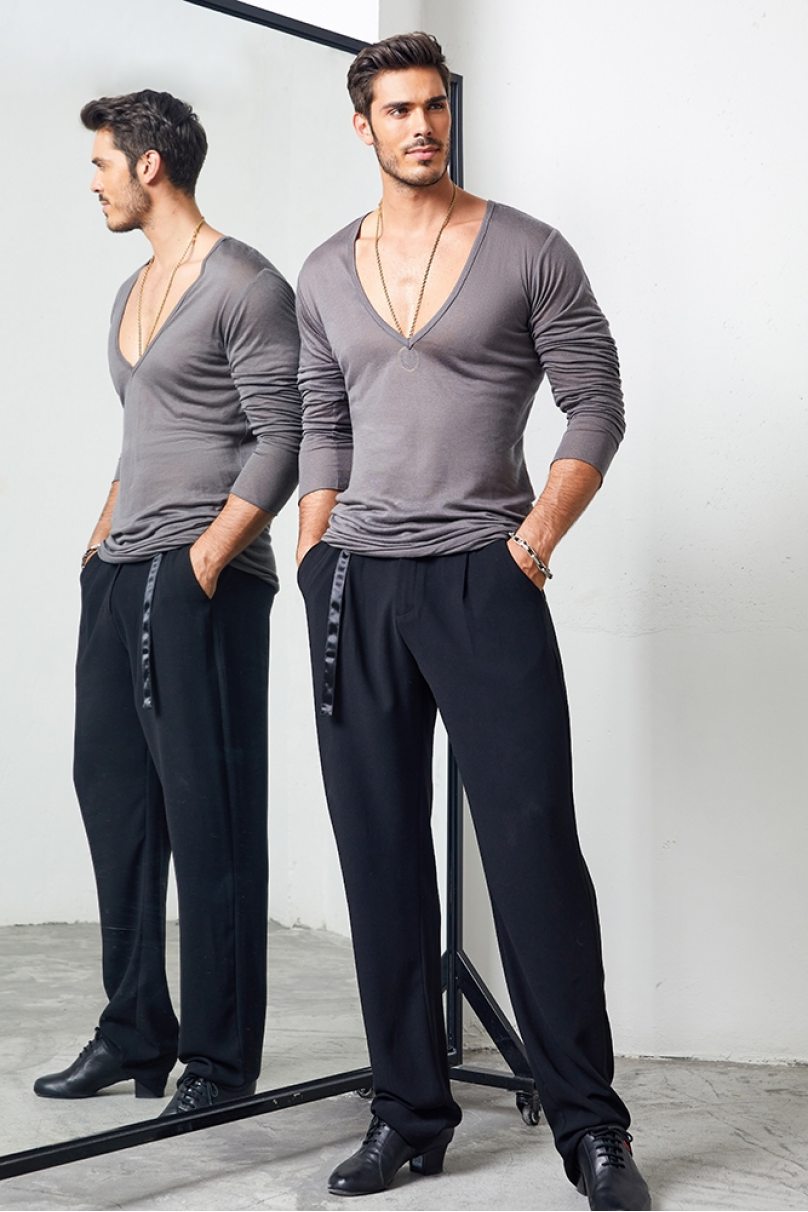 Чоловічі футболки для бальних танців латина від бренду ZYM Dance Style модель N030 Gray Brown