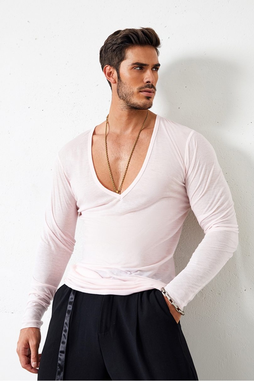 Mens latin dance T-shirt by ZYM Dance Style style N030 Light Pink