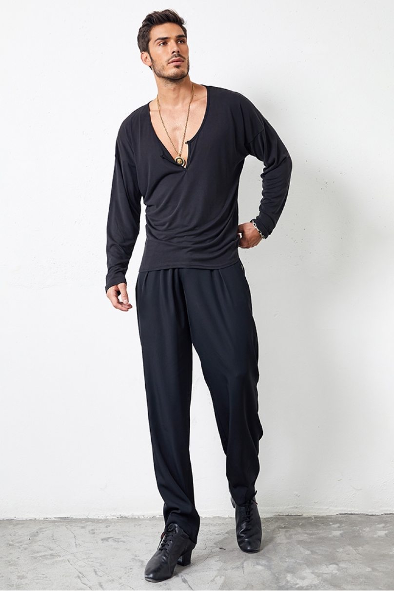 Чоловічі футболки для бальних танців латина від бренду ZYM Dance Style модель N018 Matte Black