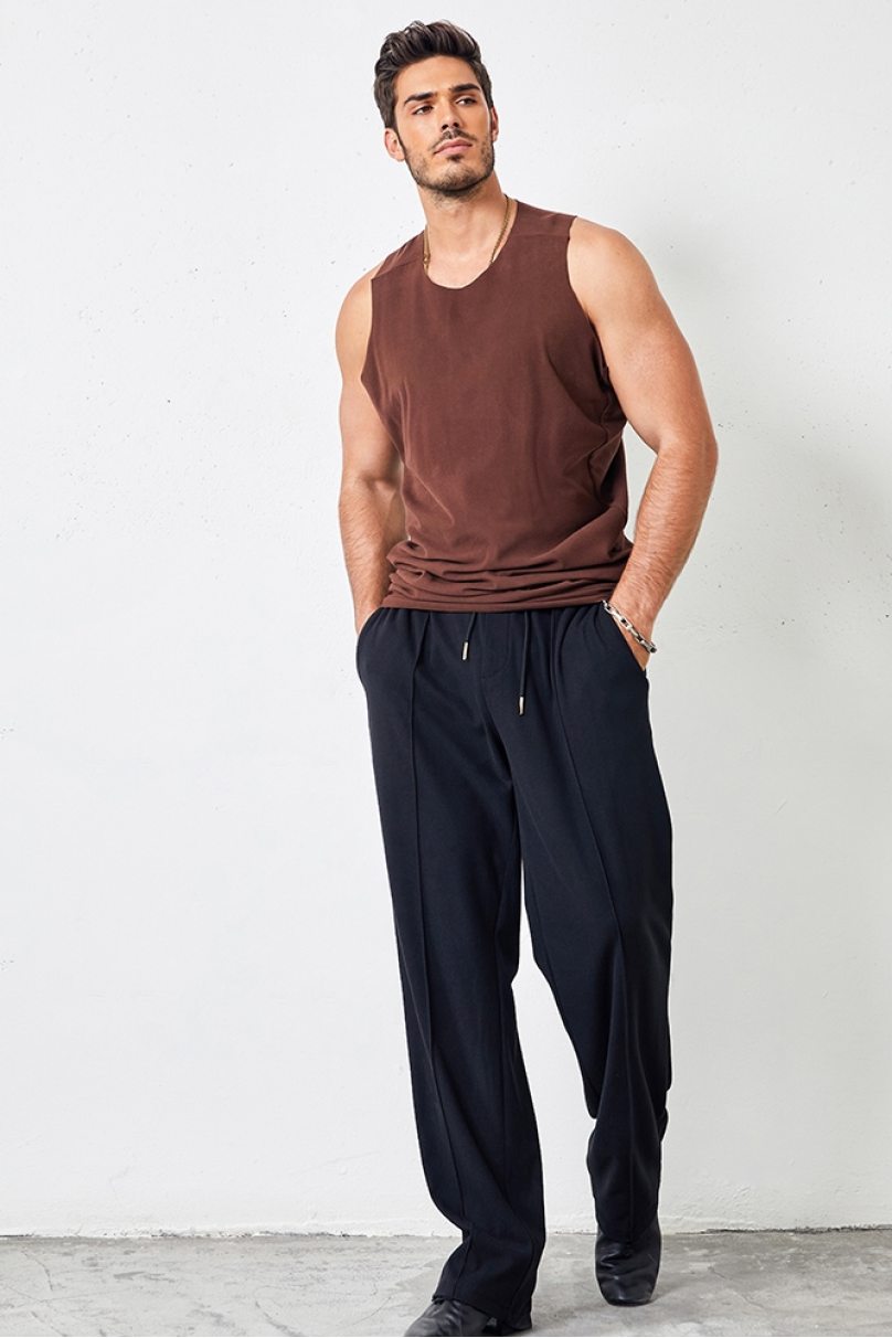 Мужская футболка для бальных танцев латина от бренда ZYM Dance Style модель N026 Chocolate Brown
