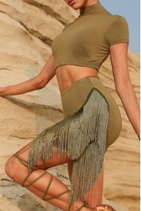 Latin dance skirt by ZYM Dance Style model 2330 Army Green