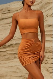 Latin dance skirt by ZYM Dance Style model 2324 Nude Orange