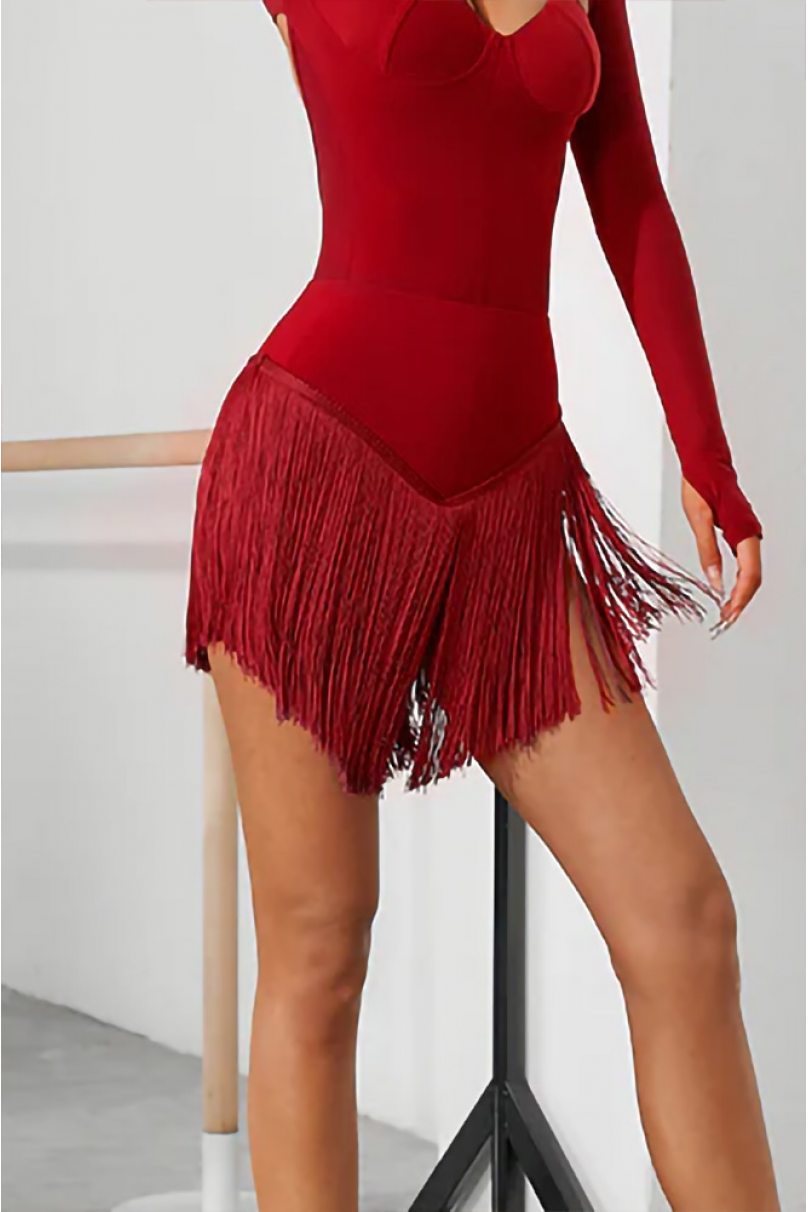 Спідниця для бальних танців для латини від бренду ZYM Dance Style модель 2213 Wine Red