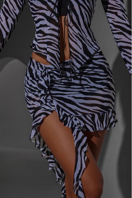 Women's Latin Dance Curly Skirt style 2361 Zebra Stripes