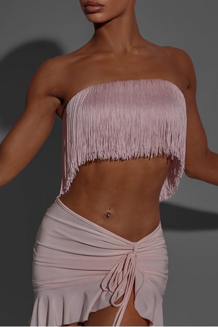 Women Dance Fringed Fever Crop Top style 2149 Baby Pink
