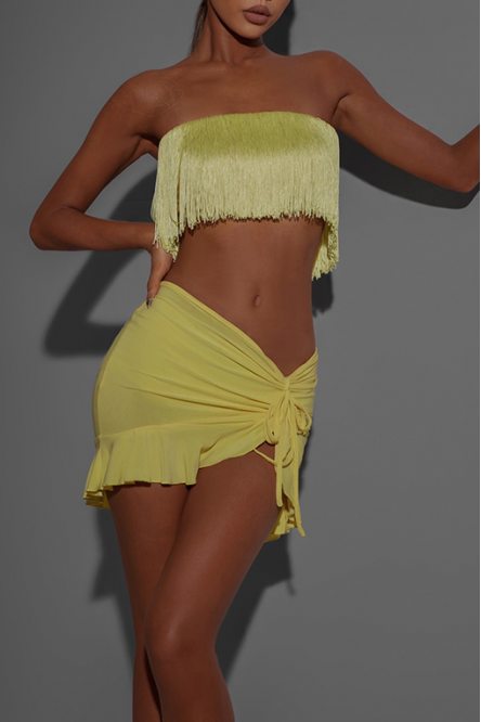 Women Dance Fringed Fever Crop Top style 2149 Dopamine Yellow
