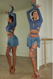 Dance blouse for women by ZYM Dance Style style 23114 Denim Blue