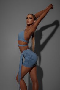 Latin dance skirt by ZYM Dance Style model 2353 Buru Blue