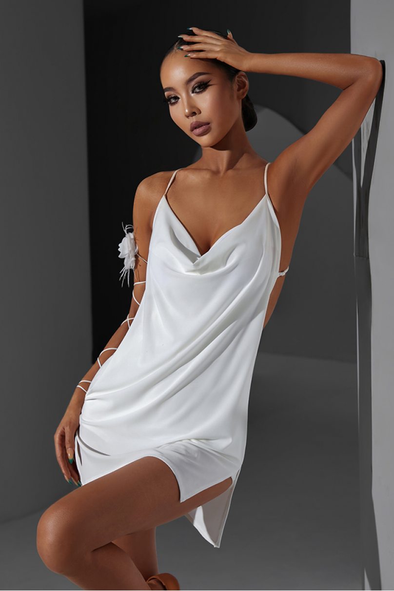 Latin dance dress by ZYM Dance Style model 2337 Moonlight White