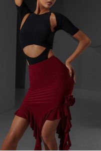 Latin dance skirt by ZYM Dance Style model 2343 Wine Red