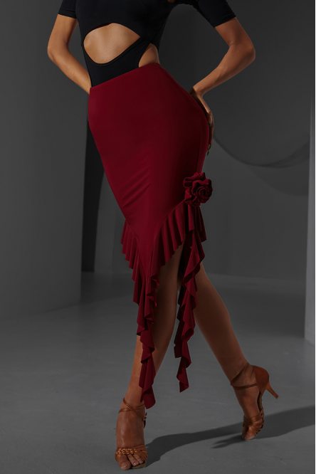 Спідниця для бальних танців для латини від бренду ZYM Dance Style модель 2343 Wine Red