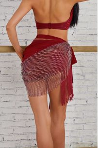 Юбка для бальных танцев для латины от бренда ZYM Dance Style модель 2417 Wine Red